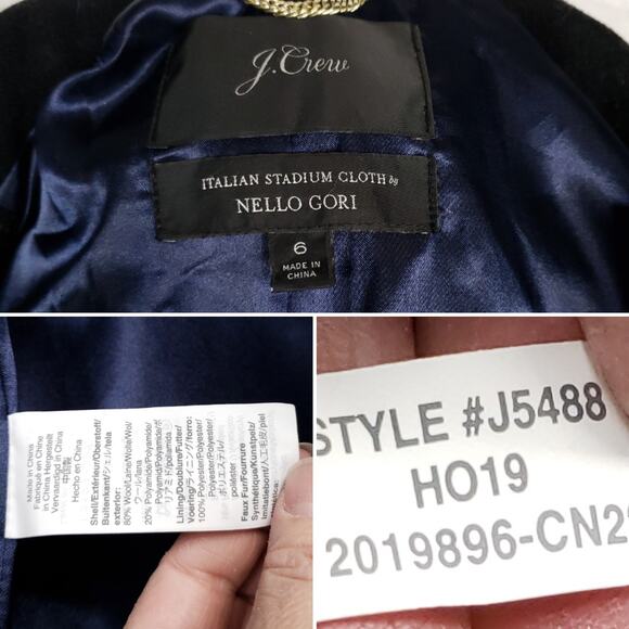 J. Crew Chateau Parka in Italian Stadium-cloth Wool Black Size 6 - Picture 12 of 14